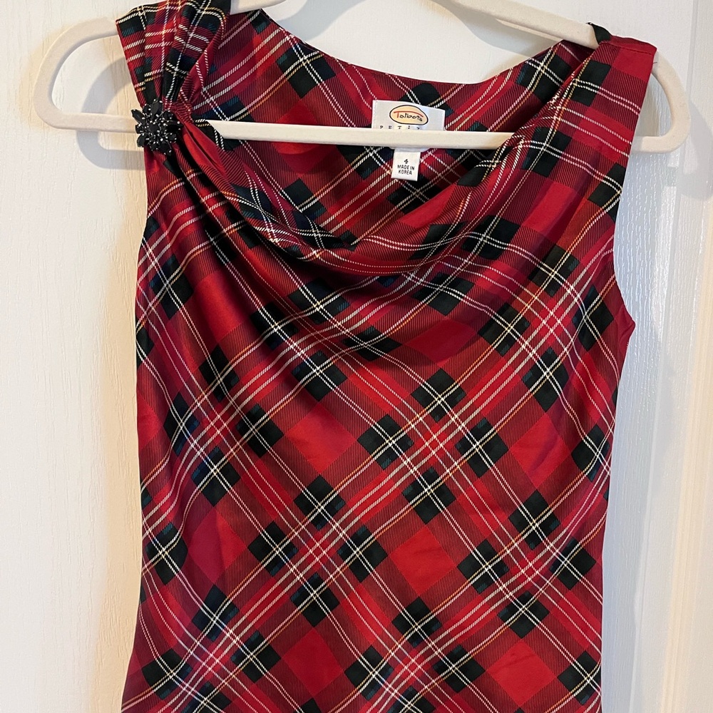 Talbots Red and Black Plaid Silk Fabric